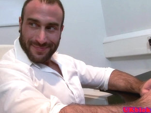 English stud fucks co worker in office