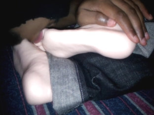 sleeping boy got his feet licked and tickled