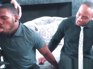 Good looking white guy services two massive black dicks